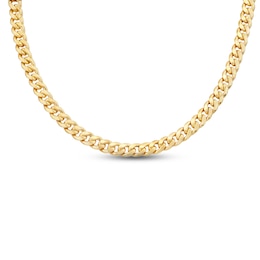 Semi-SolidCuban Chain Necklace 10K Yellow Gold 24&quot;