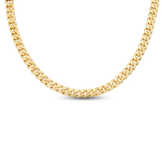 Semi-SolidCuban Chain Necklace 10K Yellow Gold 24"