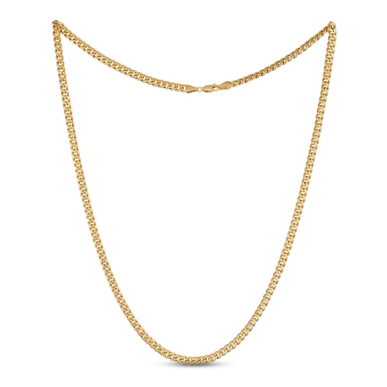 Solid Cuban Chain Necklace 14K Yellow Gold 18"