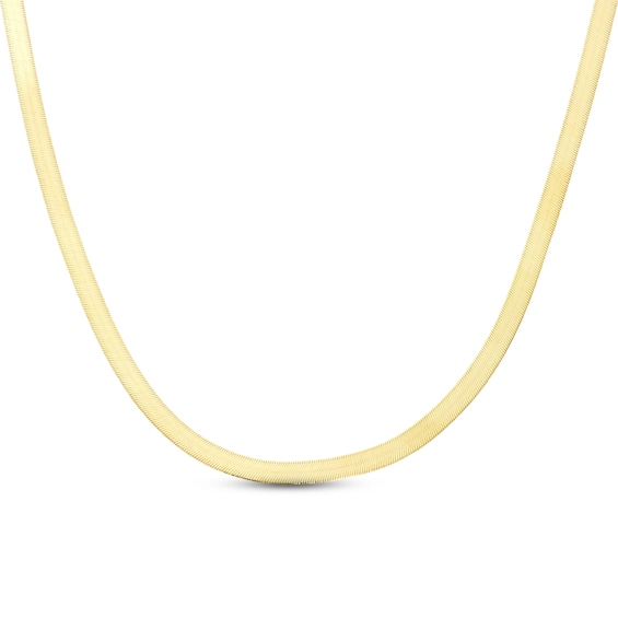 Solid Herringbone Necklace 14K Yellow Gold 18"