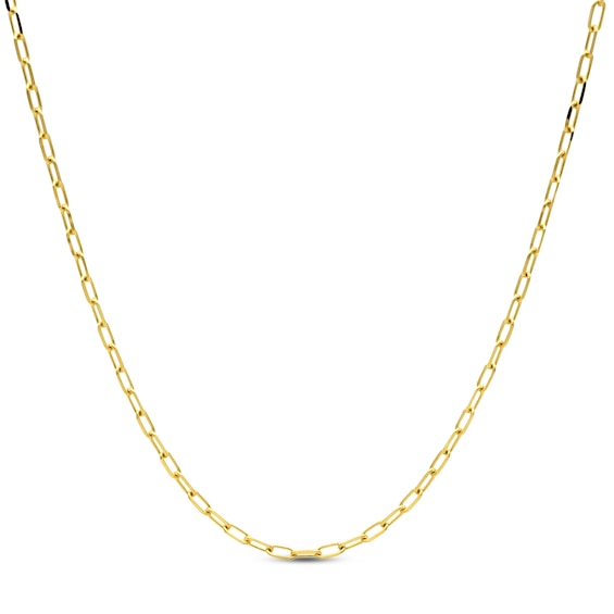 Solid Paperclip Necklace 10K Yellow Gold 18"