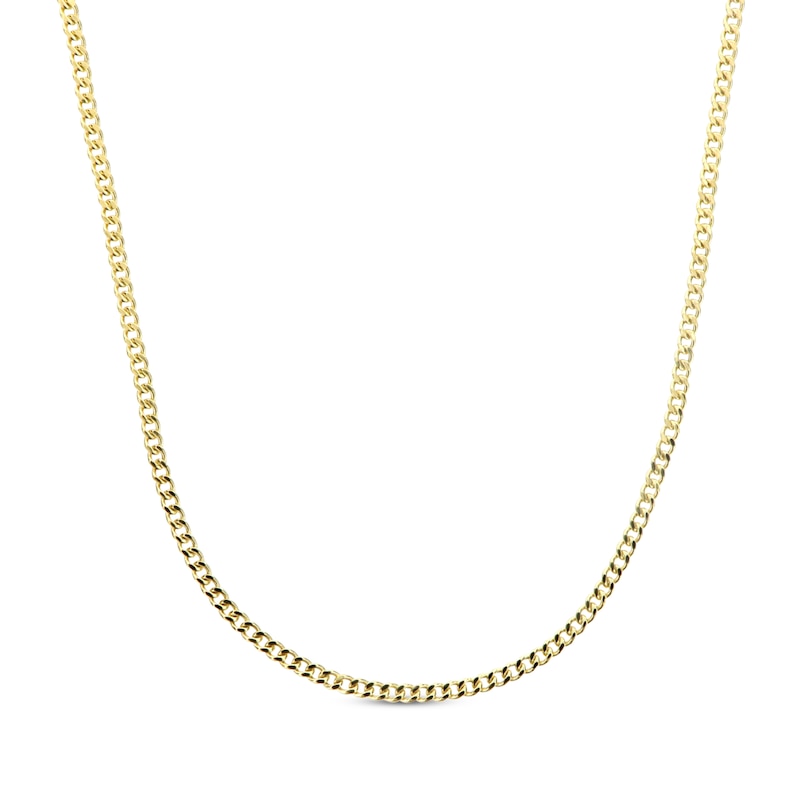 Main Image 1 of Small-Link Semi-Solid Curb Chain Necklace 2.9mm 14K Yellow Gold 18”