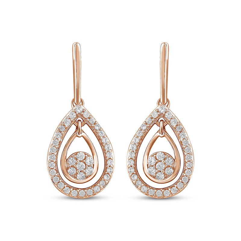 Main Image 2 of Round-Cut Diamond Teardrop Earrings 1/4 ct tw Sterling Silver & 10K Rose Gold