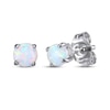 Thumbnail Image 2 of Round-Cut Lab-Created Opal & White Lab-Created Sapphire Stud & Hoop Earrings Gift Set Sterling Silver