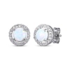 Thumbnail Image 3 of Round-Cut Lab-Created Opal & White Lab-Created Sapphire Stud & Hoop Earrings Gift Set Sterling Silver