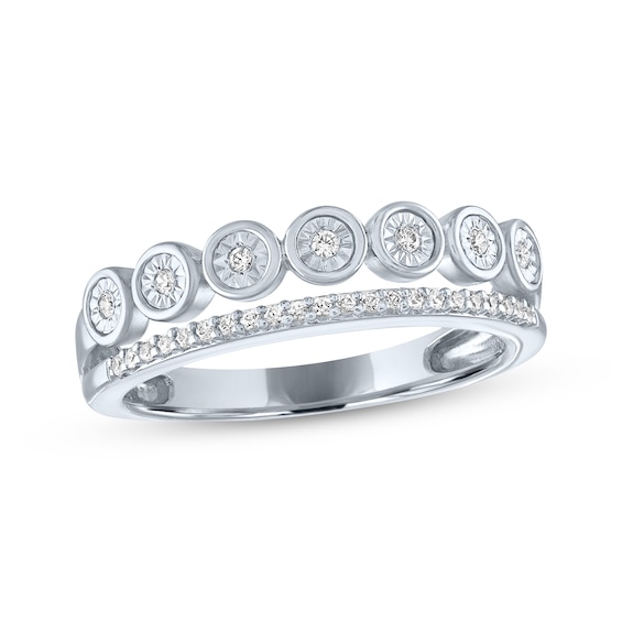 Diamond Two-Row Stackable Ring 1/10 ct tw Sterling Silver