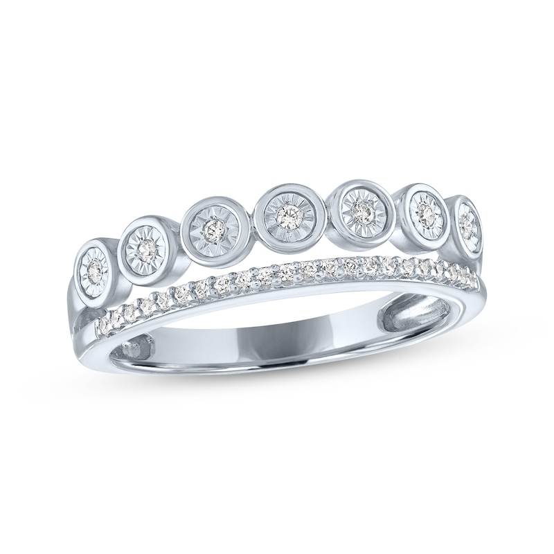 Main Image 1 of Diamond Two-Row Stackable Ring 1/10 ct tw Sterling Silver