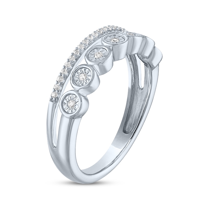 Main Image 2 of Diamond Two-Row Stackable Ring 1/10 ct tw Sterling Silver