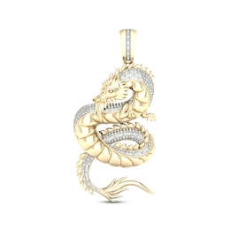 Men's Diamond Swirling Dragon Charm 1/5 ct tw 10K Yellow Gold