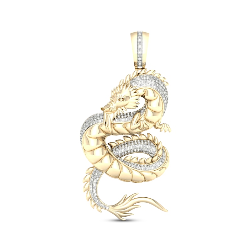 Main Image 1 of Men's Diamond Swirling Dragon Charm 1/5 ct tw 10K Yellow Gold