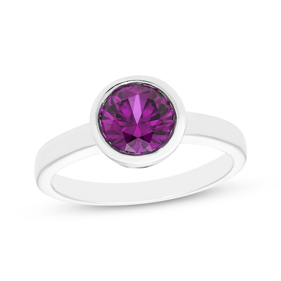 Amethyst Solitaire Bezel-Set Ring Sterling Silver