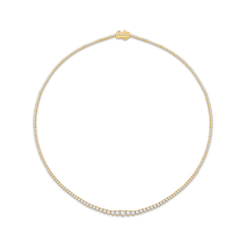 Lab-Grown Diamonds by KAY Graduated Riviera Necklace 5 ct tw 14K Yellow Gold 17"