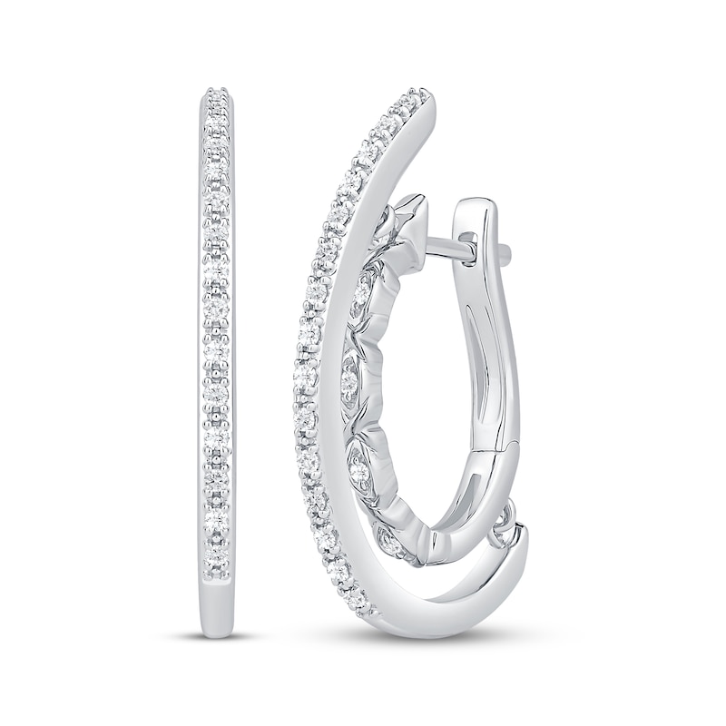 Main Image 1 of Unstoppable Love Diamond Double Hoop Earrings 1/4 ct tw Sterling Silver