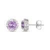 Thumbnail Image 3 of Amethyst & White Lab-Created Sapphire Halo Stud Earrings Sterling Silver