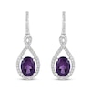 Thumbnail Image 2 of Oval-Cut Amethyst & White Lab-Created Sapphire Drop Earrings Sterling Silver