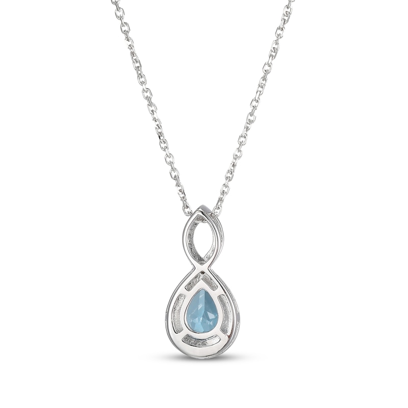 Pear-Shaped Swiss Blue Topaz & White Lab-Created Sapphire Necklace Sterling Silver 18"