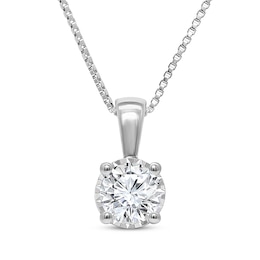 Lab-Created Diamonds by KAY Round-Cut Solitaire-Style Necklace 1 ct tw 10K White Gold 18&quot;