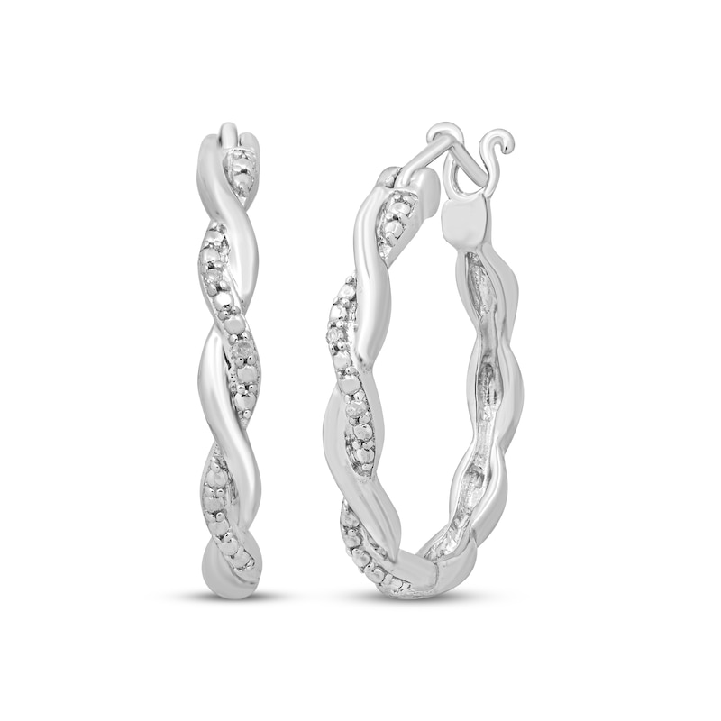 Main Image 1 of Diamond Accent Twist Hoop Earrings Sterling Silver