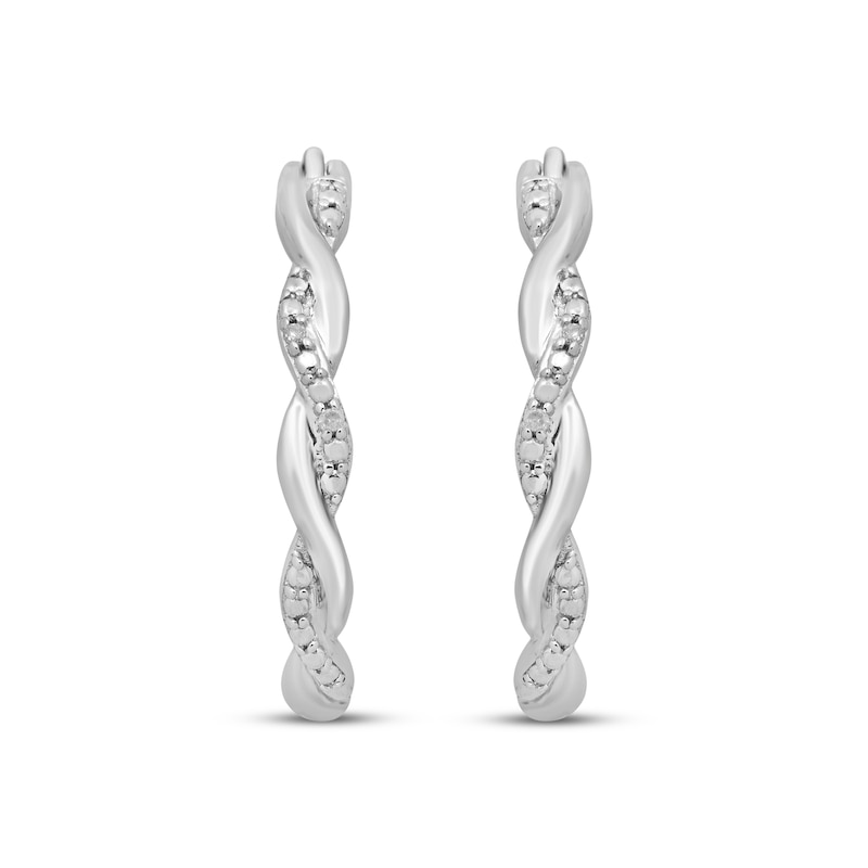 Main Image 2 of Diamond Accent Twist Hoop Earrings Sterling Silver