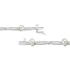 Thumbnail Image 2 of Cultured Pearl & White Lab-Created Sapphire Link Bracelet Sterling Silver 7.5"