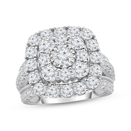 Lab-Grown Diamonds by KAY Round-Cut Cushion Double Halo Engagement Ring 4 ct tw 14K White Gold