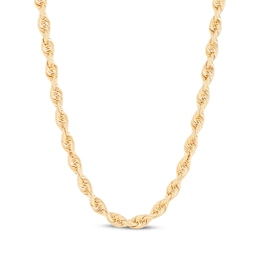 Solid Silk Rope Chain Necklace 4.5mm 14K Yellow Gold 18&quot;