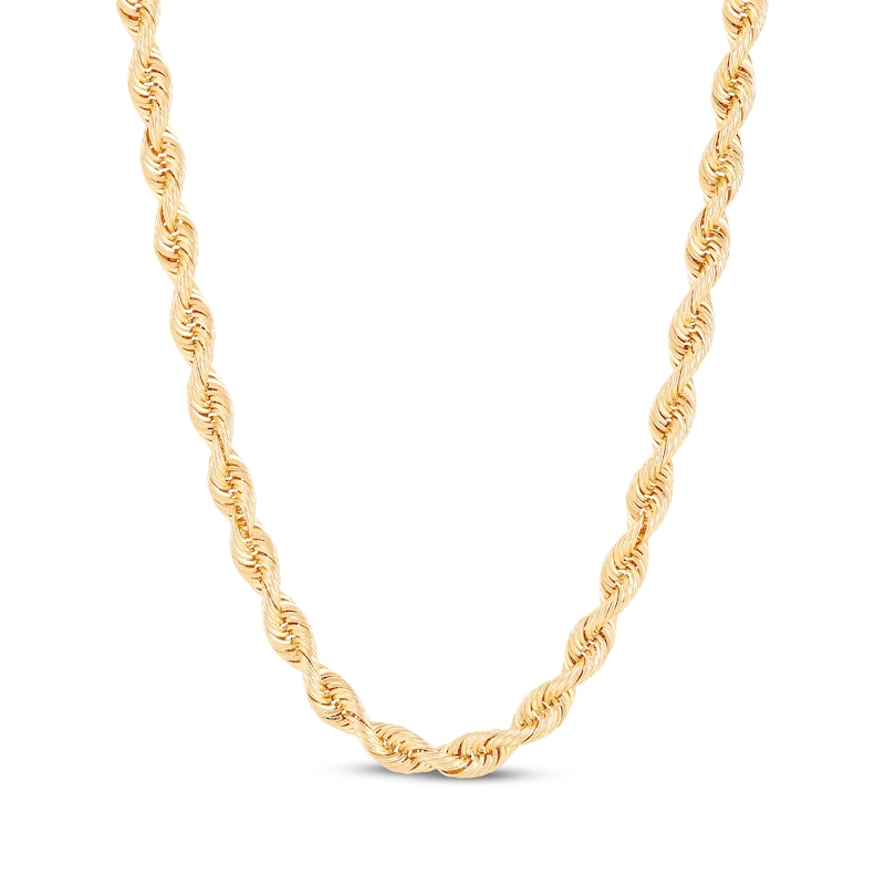 Solid Silk Rope Chain Necklace 4.5mm 14K Yellow Gold 18"