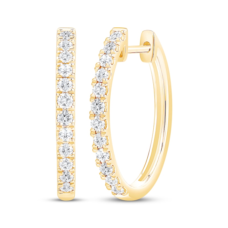 Certified Diamond Oval Hoop Earrings 1/2 ct tw 18K Yellow Gold