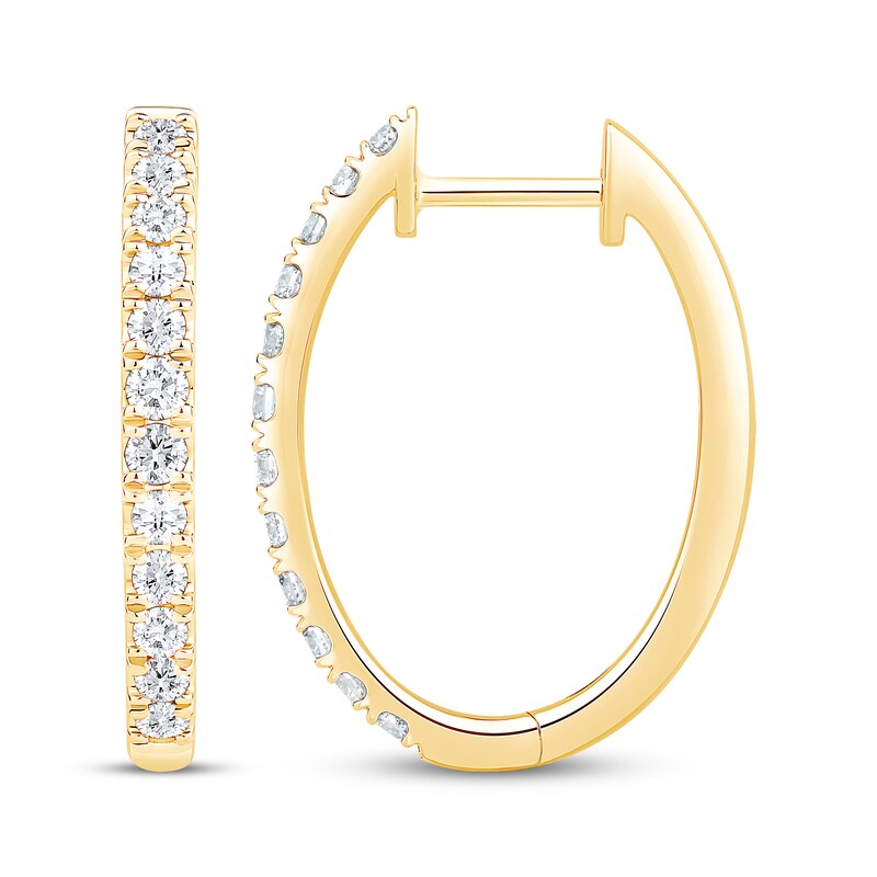 Certified Diamond Oval Hoop Earrings 1/2 ct tw 18K Yellow Gold