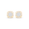 Thumbnail Image 2 of Princess-Cut Diamond Quad Cushion Halo Stud Earrings 1/3 ct tw 10K Yellow Gold