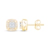 Thumbnail Image 3 of Princess-Cut Diamond Quad Cushion Halo Stud Earrings 1/3 ct tw 10K Yellow Gold