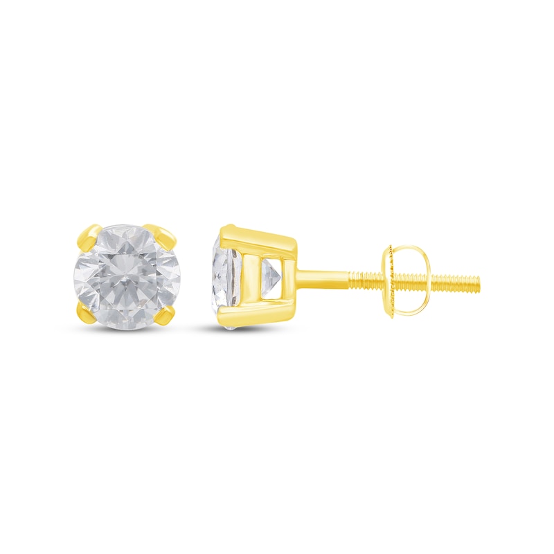 Main Image 1 of Lab-Grown Diamonds by KAY Round-Cut Solitaire Stud Earrings 1-1/4 ct tw 14K Yellow Gold (I/SI2)