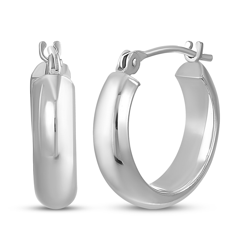 Main Image 1 of Chunky Round Hoop Earrings 14K White Gold 15mm