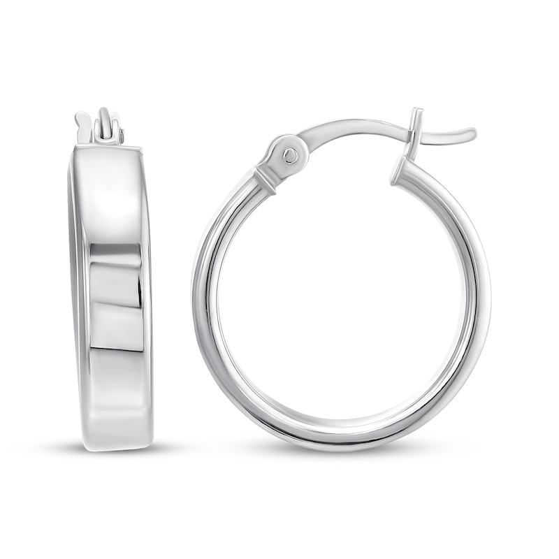 Round Hoop Earrings Sterling Silver 16mm