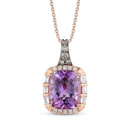 Le Vian Chocolatier Cushion-Cut Amethyst Necklace 1/2 ct tw Diamonds 14K Strawberry Gold 20&quot;