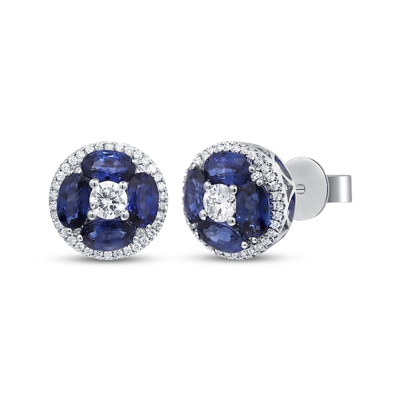 Cirari Couture Oval-Cut Natural Blue Sapphire & Diamond Earrings 5/8 ct tw 18K White Gold