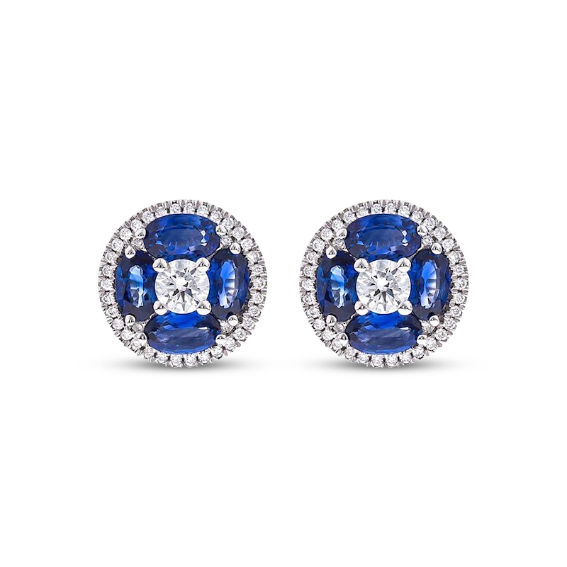 Cirari Couture Oval-Cut Natural Blue Sapphire & Diamond Earrings 5/8 ct tw 18K White Gold