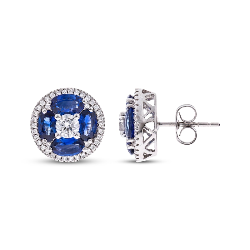 Cirari Couture Oval-Cut Natural Blue Sapphire & Diamond Earrings 5/8 ct tw 18K White Gold