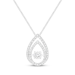 Unstoppable Love Diamond Double Teardrop Frame Necklace 1/2 ct tw 10K White Gold 19&quot;