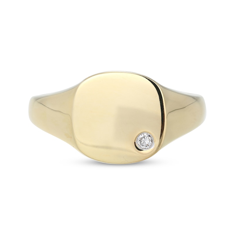 Main Image 3 of Men's Diamond Accent Signet Ring 10K Yellow Gold