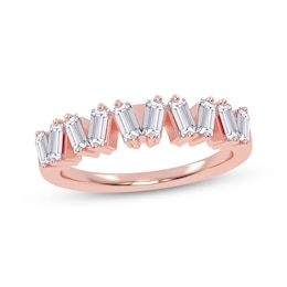 Baguette-Cut Diamond Zigzag Anniversary Ring 1/2 ct tw 14K Rose Gold