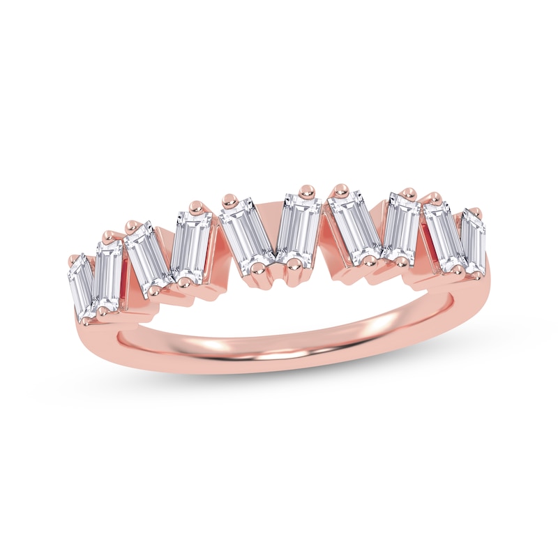 Main Image 1 of Baguette-Cut Diamond Zigzag Anniversary Ring 1/2 ct tw 14K Rose Gold