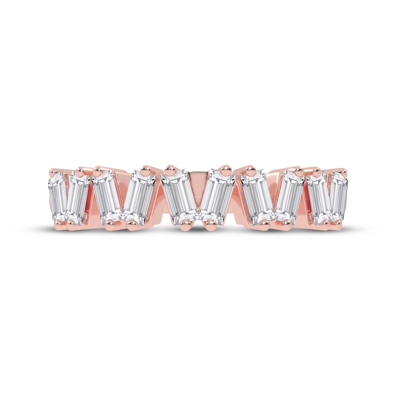 Main Image 3 of Baguette-Cut Diamond Zigzag Anniversary Ring 1/2 ct tw 14K Rose Gold