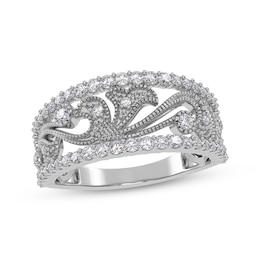 Diamond Scroll Filigree Ring 1/2 ct tw 14K White Gold