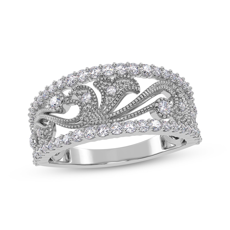 Main Image 1 of Diamond Scroll Filigree Ring 1/2 ct tw 14K White Gold