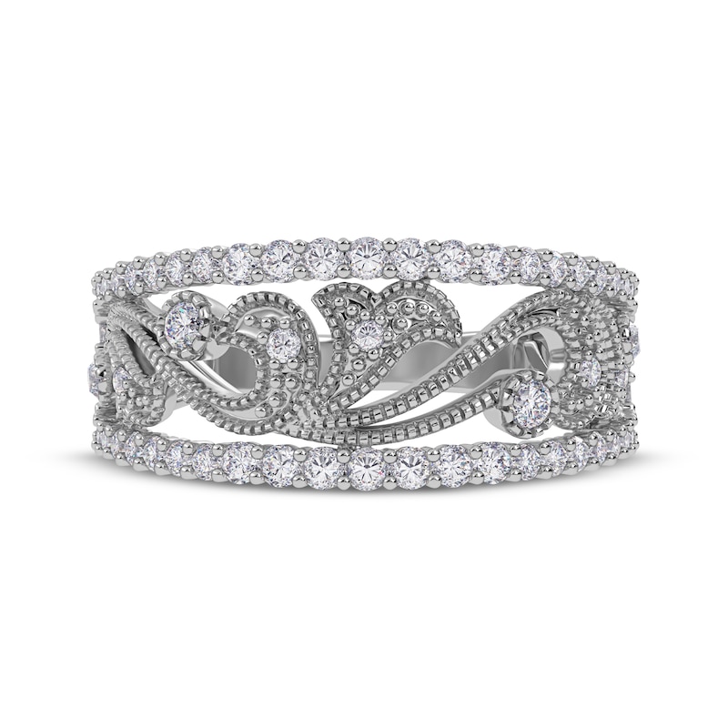 Main Image 3 of Diamond Scroll Filigree Ring 1/2 ct tw 14K White Gold