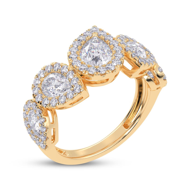 Main Image 2 of Lab-Grown Diamonds by KAY Pear-Shaped Tilted Ring 2 ct tw 14K Yellow Gold