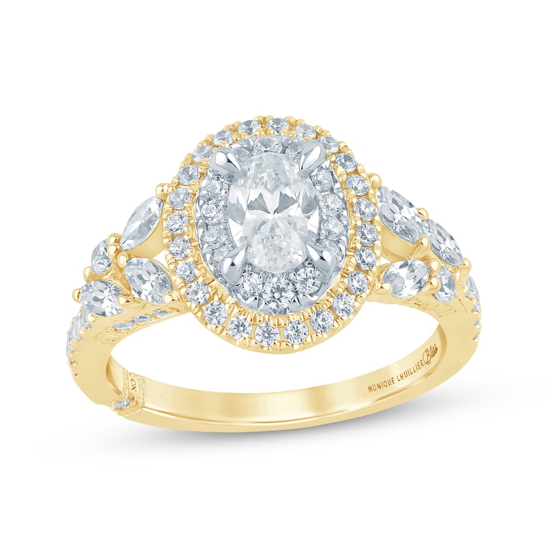 Main Image 1 of Monique Lhuillier Bliss Oval-Cut Lab-Grown Diamond Engagement Ring 1-1/3 ct tw 18K Two-Tone Gold