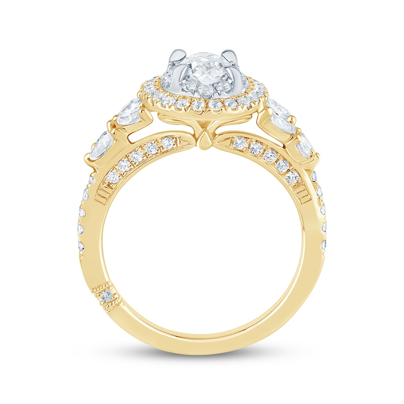 Main Image 3 of Monique Lhuillier Bliss Oval-Cut Lab-Grown Diamond Engagement Ring 1-1/3 ct tw 18K Two-Tone Gold