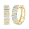 Thumbnail Image 1 of Men's Baguette & Round-Cut Diamond Hoop Earrings 1/3 ct tw 10K Yellow Gold